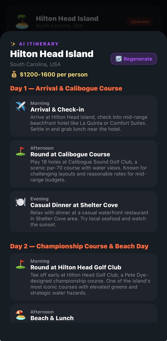 AI trip itinerary